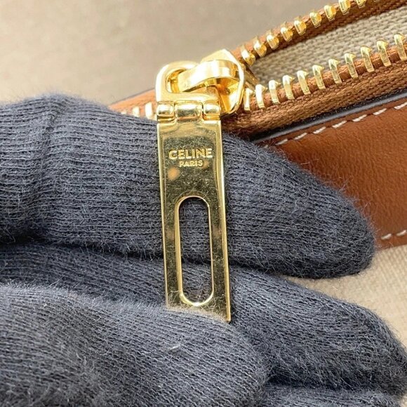 CELINE Medium Cabas16(Saise) Tote Bag Canvas/Leather Natural/Ta - Picture 13 of 16